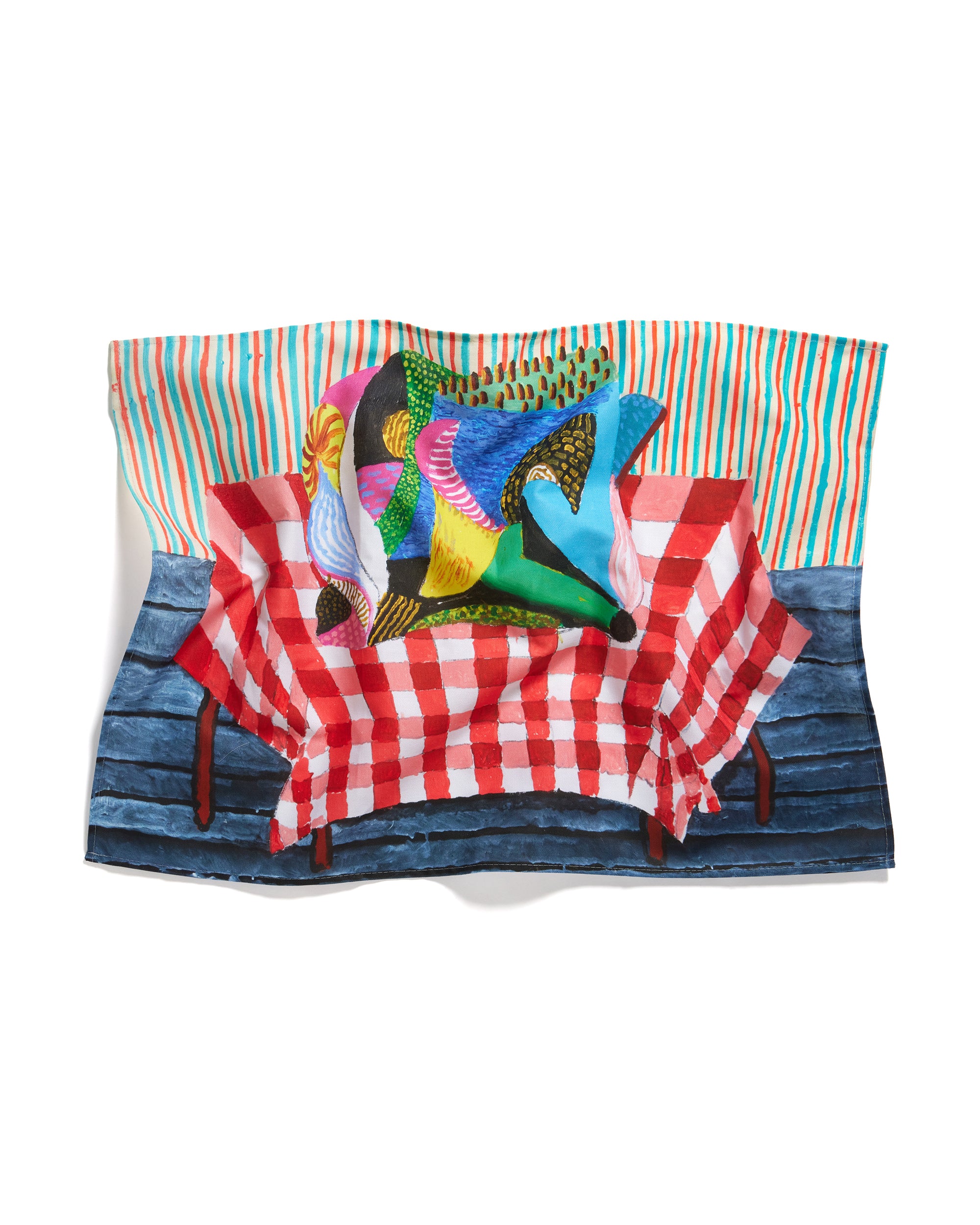 Abstraction Resting on a Red and White Checkered Tablecloth Tea Towel