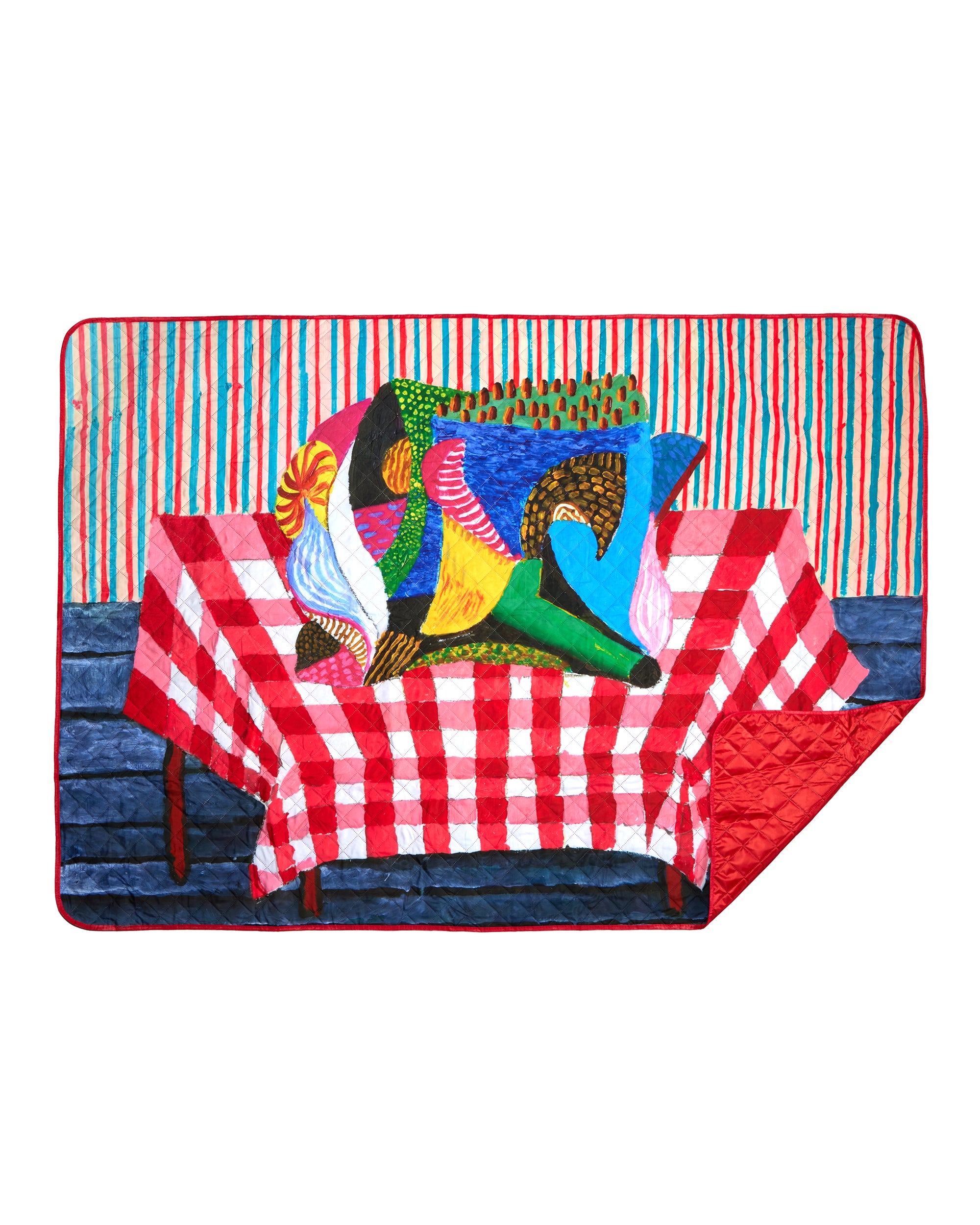 Abstraction Resting on a Red and White Checkered Tablecloth Picnic Blanket