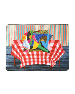 Abstraction Resting on a Red and White Checkered Tablecloth Picnic Blanket