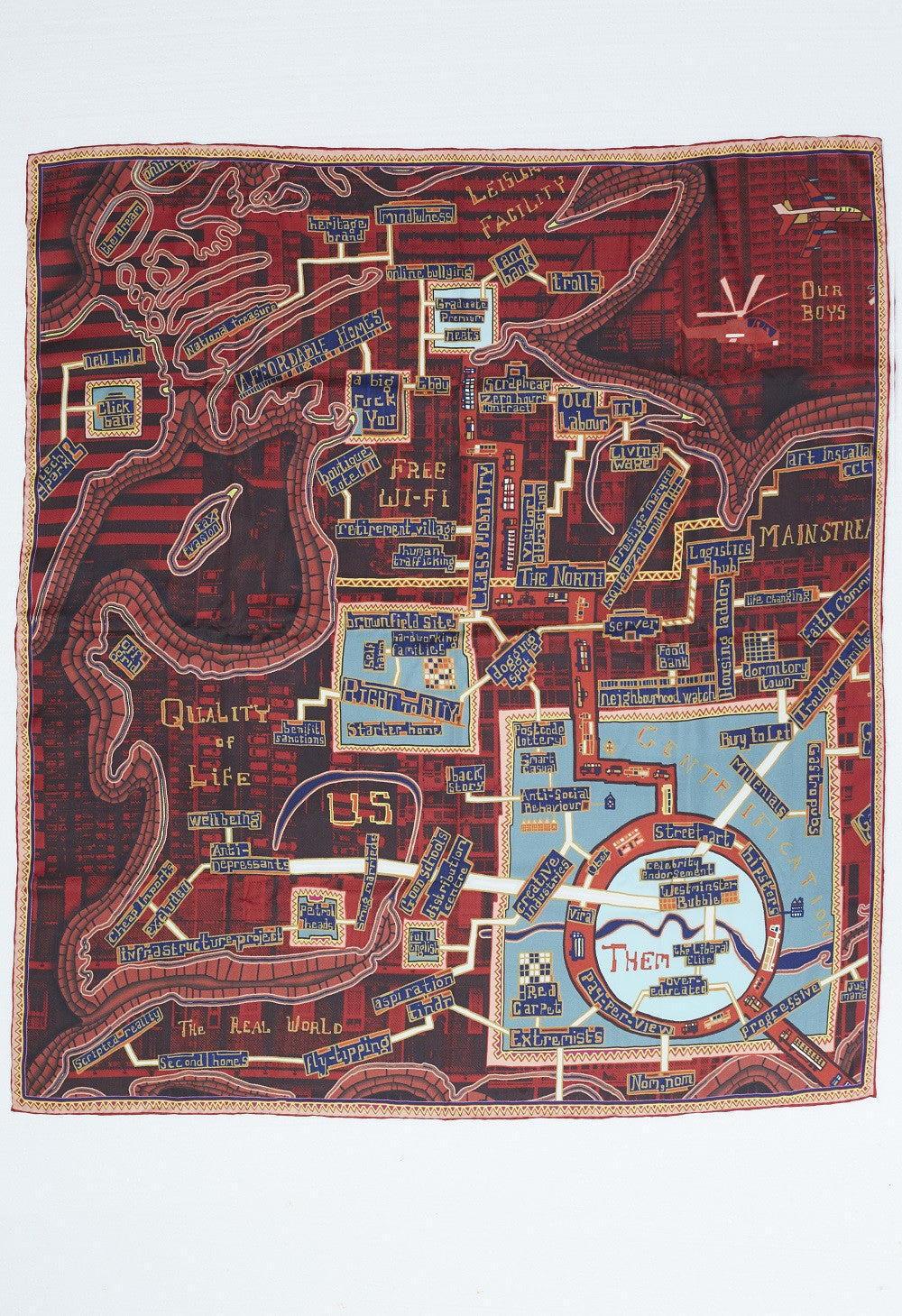 【新品・箱付き】グレイソン・ペリー シルクスカーフ　Grayson Perry Grayson Perry Scarf, Red Carpet, 2017 – Serpentine Galleries